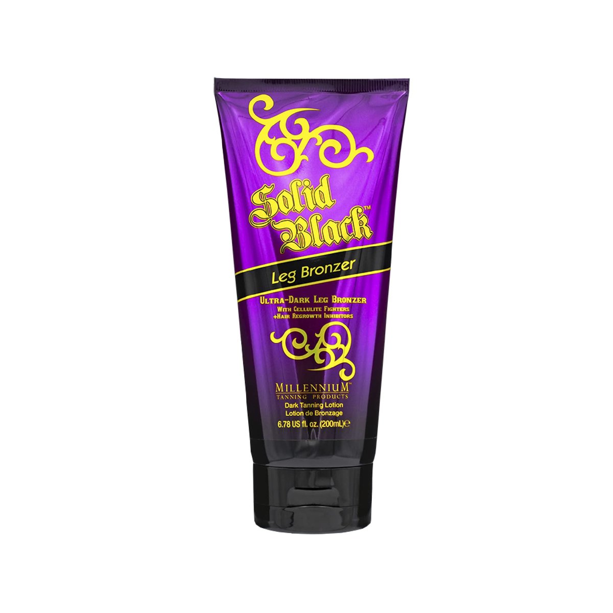 Millennium Tanning Solid Black Leg Bronzer – Ultra Dark Bräunungslotion mit Aloe Vera, Cellulite-Bekämpfern & Haarwachstumshemmern (200 ml)