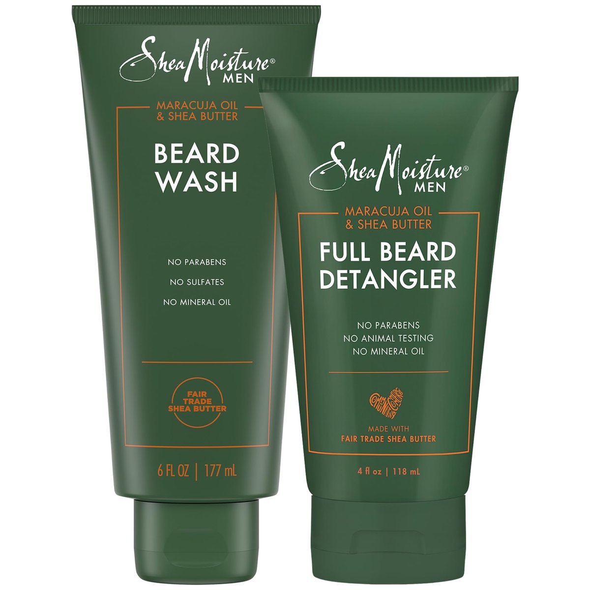 SheaMoisture Beard Pflegeset – Bartwäsche & Bart-Entwirrer mit Sheabutter & Maracujaöl, Geschenk für Männer (2-teiliges Set)