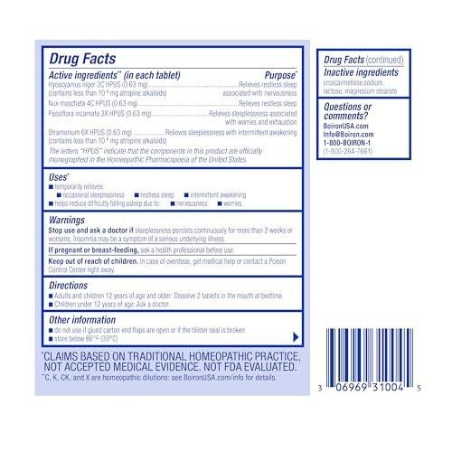 Boiron SleepCalm Einschlafhilfe für tiefen, erholsamen Schlaf – Melatoninfrei und nicht gewohnheitsbildend – 60 Tabletten
