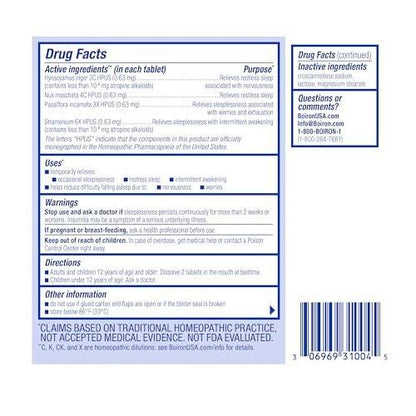 Boiron SleepCalm Einschlafhilfe für tiefen, erholsamen Schlaf – Melatoninfrei und nicht gewohnheitsbildend – 60 Tabletten