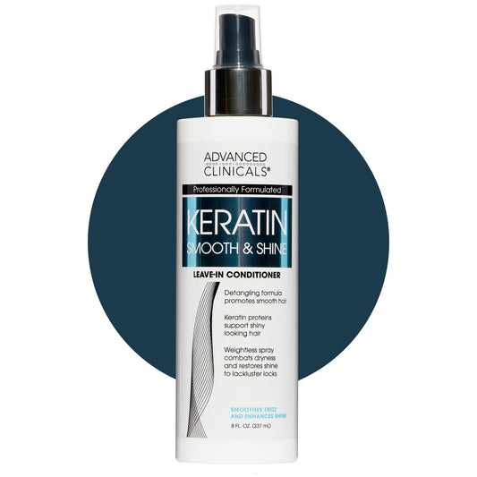 Advanced Clinicals Keratin Entwirrungsspray – Leichter Leave-in Conditioner mit Aminosäuren, Vitamin B5 und Olivenöl für starkes, glänzendes Haar, 237 ml