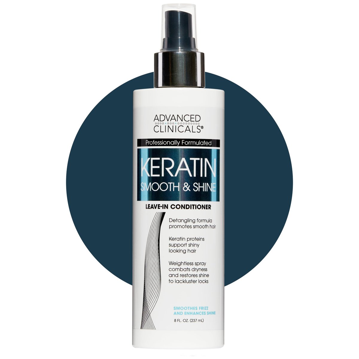 Advanced Clinicals Keratin Entwirrungsspray – Leichter Leave-in Conditioner mit Aminosäuren, Vitamin B5 und Olivenöl für starkes, glänzendes Haar, 237 ml