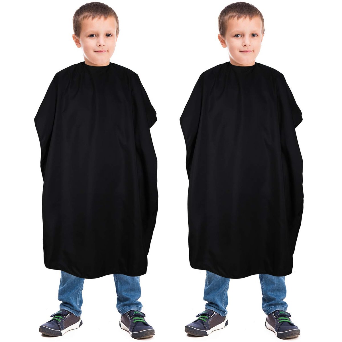 Geyoga 2er-Pack Kinder-Friseurumhang – Wasserdichter Haarschneide-Umhang für Salon, 47,3 x 31,5 Zoll, Schwarz