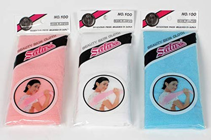 SALUX Nylon Japanische Beauty Hautpflege Duschhandtuch 3er Set Pfirsich Weiß Blau