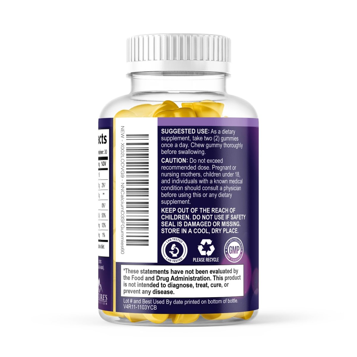 Kalzium-Gummibärchen ohne Zucker mit Vitamin D3 – 60 Stück, Orangen-Geschmack, für Knochen & Immunsystem