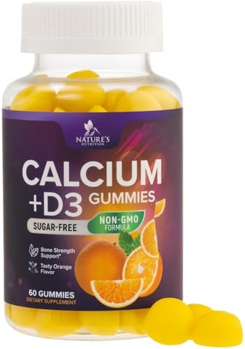Kalzium-Gummibärchen ohne Zucker mit Vitamin D3 – 60 Stück, Orangen-Geschmack, für Knochen & Immunsystem