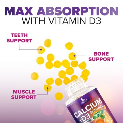 Kalzium-Gummibärchen ohne Zucker mit Vitamin D3 – 60 Stück, Orangen-Geschmack, für Knochen & Immunsystem