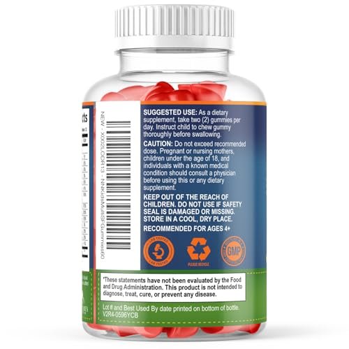 Zuckerfreie Kinder Multivitamin Gummibärchen mit Orangen-Geschmack – Immununterstützung mit Vitamin A, C, D3, E, B6, B12 & Zink – Non-GMO – 60 Gummis