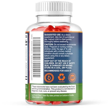 Zuckerfreie Kinder Multivitamin Gummibärchen mit Orangen-Geschmack – Immununterstützung mit Vitamin A, C, D3, E, B6, B12 & Zink – Non-GMO – 60 Gummis
