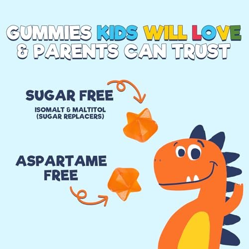 Zuckerfreie Kinder Multivitamin Gummibärchen mit Orangen-Geschmack – Immununterstützung mit Vitamin A, C, D3, E, B6, B12 & Zink – Non-GMO – 60 Gummis