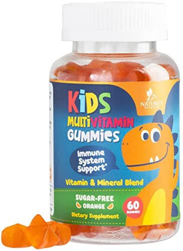 Zuckerfreie Kinder Multivitamin Gummibärchen mit Orangen-Geschmack – Immununterstützung mit Vitamin A, C, D3, E, B6, B12 & Zink – Non-GMO – 60 Gummis