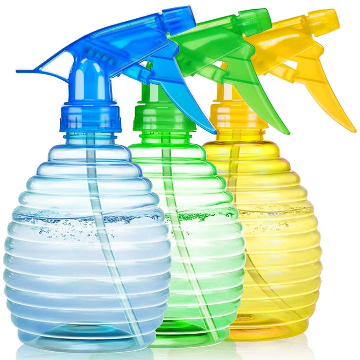 Sprühflaschen 3er-Pack, 16 oz - Sprühnebel/Strahl, Leuchtende Farben, Robust, Auslaufsicher, BPA-frei, Für Reinigung, Pflanzen, Haustiere, Essig, BBQ, Haare, Kochen - Perfekte Größe, Einfach zu Bedienen. Mit Etiketten und Trichter