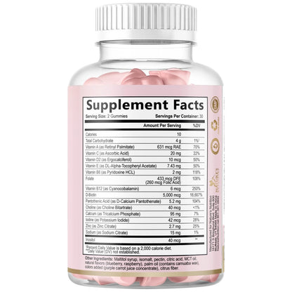Haarvitamine Gummibärchen – Zuckerfreie Haarwachstum-Gummis mit Biotin 5000 mcg pro Portion, Vitamin A, B12, C, D, E, Folsäure – Unterstützt starke, schöne Haare und Nägel, vegetarisch – 60 Gummibärchen