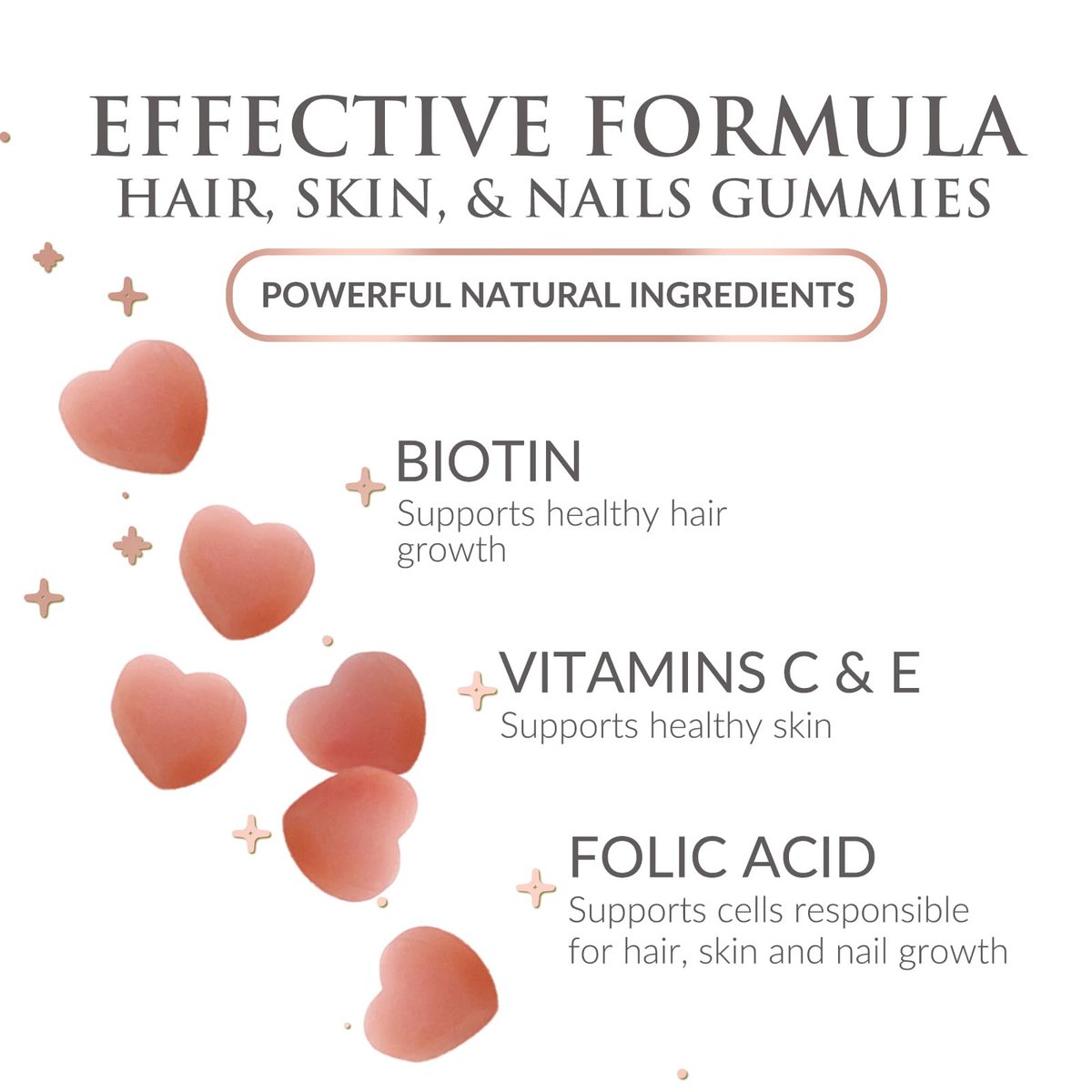 Haarvitamine Gummibärchen – Zuckerfreie Haarwachstum-Gummis mit Biotin 5000 mcg pro Portion, Vitamin A, B12, C, D, E, Folsäure – Unterstützt starke, schöne Haare und Nägel, vegetarisch – 60 Gummibärchen