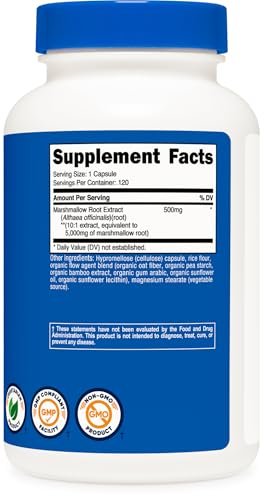 Nutricost Marshmallow Root 120 Kapseln – 120 Portionen pro Flasche – Glutenfrei & Non-GMO