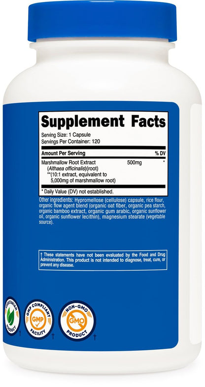 Nutricost Marshmallow Root 120 Kapseln – 120 Portionen pro Flasche – Glutenfrei & Non-GMO