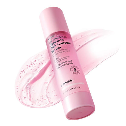 Hanskin Hyaluron Pink Capsule Serum – 6-Lagige Hyaluronsäure für tiefe Feuchtigkeit, Glas-Haut-Glow & pinke Ausstrahlung | Vitamin B12 Barrierenunterstützung, feuchtigkeitsspendendes & aufhellendes koreanisches Serum | 50 ml