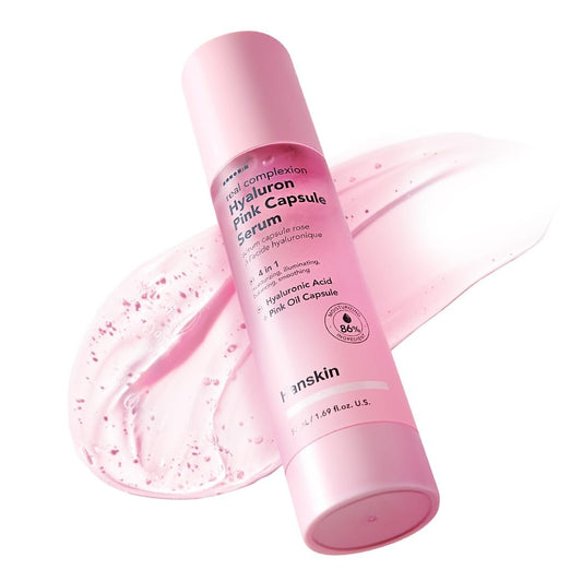 Hanskin Hyaluron Pink Capsule Serum – 6-Lagige Hyaluronsäure für tiefe Feuchtigkeit, Glas-Haut-Glow & pinke Ausstrahlung | Vitamin B12 Barrierenunterstützung, feuchtigkeitsspendendes & aufhellendes koreanisches Serum | 50 ml