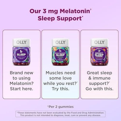 OLLY Schlaf-Immunität Melatonin Gummibärchen, Vitamin C, Zink, Echinacea, 3 mg Melatonin, Schlaf- und Immununterstützung, Beere - 36 Stück
