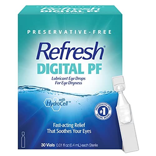 Refresh Digital PF Befeuchtende Augentropfen für trockene Augen, konservierungsmittelfrei, 0,01 Fl Oz Einzeldosisbehälter, 30 Stück