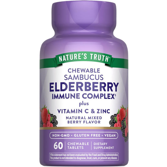 Nature's Truth Holunder-Immun-Komplex | 60 Kautabletten | mit Vitamin C & Zink | Mischbeere | Vegan, Nicht-GVO & Glutenfrei