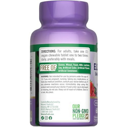 Nature's Truth Holunder-Immun-Komplex | 60 Kautabletten | mit Vitamin C & Zink | Mischbeere | Vegan, Nicht-GVO & Glutenfrei