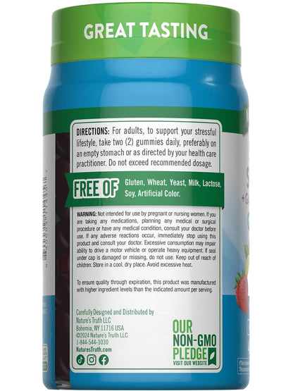 Nature's Truth Stress Relief Gummies für Erwachsene | mit GABA, L-Theanin und Melisse | Lemon Strawberry Geschmack | Nicht genetisch verändert & glutenfrei
