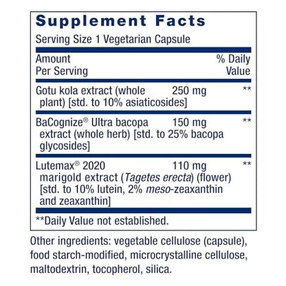 Life Extension Quick Brain Nootropic – Schnelles Denken, Lernen, Konzentration, mit Lutein, Zeaxanthin, Gotu Kola, Bacopa, Glutenfrei, Nicht-GVO, Vegetarisch, 1 täglich, 30 Kapseln