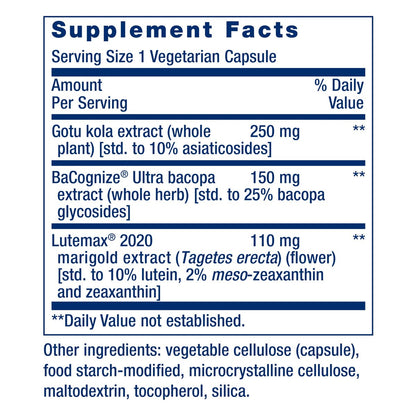Life Extension Quick Brain Nootropic – Schnelles Denken, Lernen, Konzentration, mit Lutein, Zeaxanthin, Gotu Kola, Bacopa, Glutenfrei, Nicht-GVO, Vegetarisch, 1 täglich, 30 Kapseln