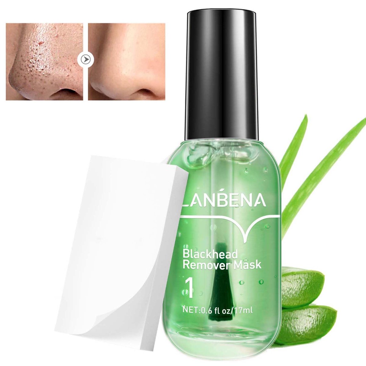 LANBENA Blackhead Remover Mask – Peel-Off Maske mit grünem Tee und Öl, 100 Stück, für Poren, Nase, Kinn und Gesicht