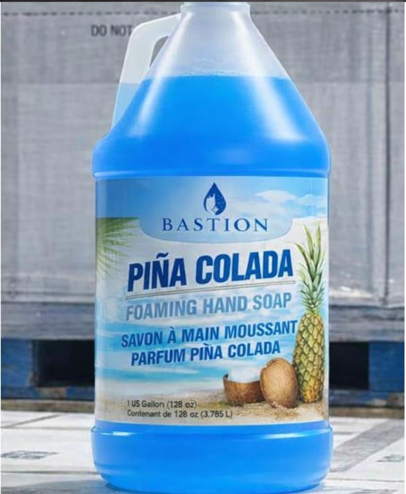 Bastion Schaumendes antibakterielles Handseife-Nachfüllpackung – Pina Colada Duft, 1 Gallone (128 oz) – Feuchtigkeitsspendende Handwäsche für Zuhause, Büro, Küche, Badezimmer – Tötet Keime, Pflegt die Hände