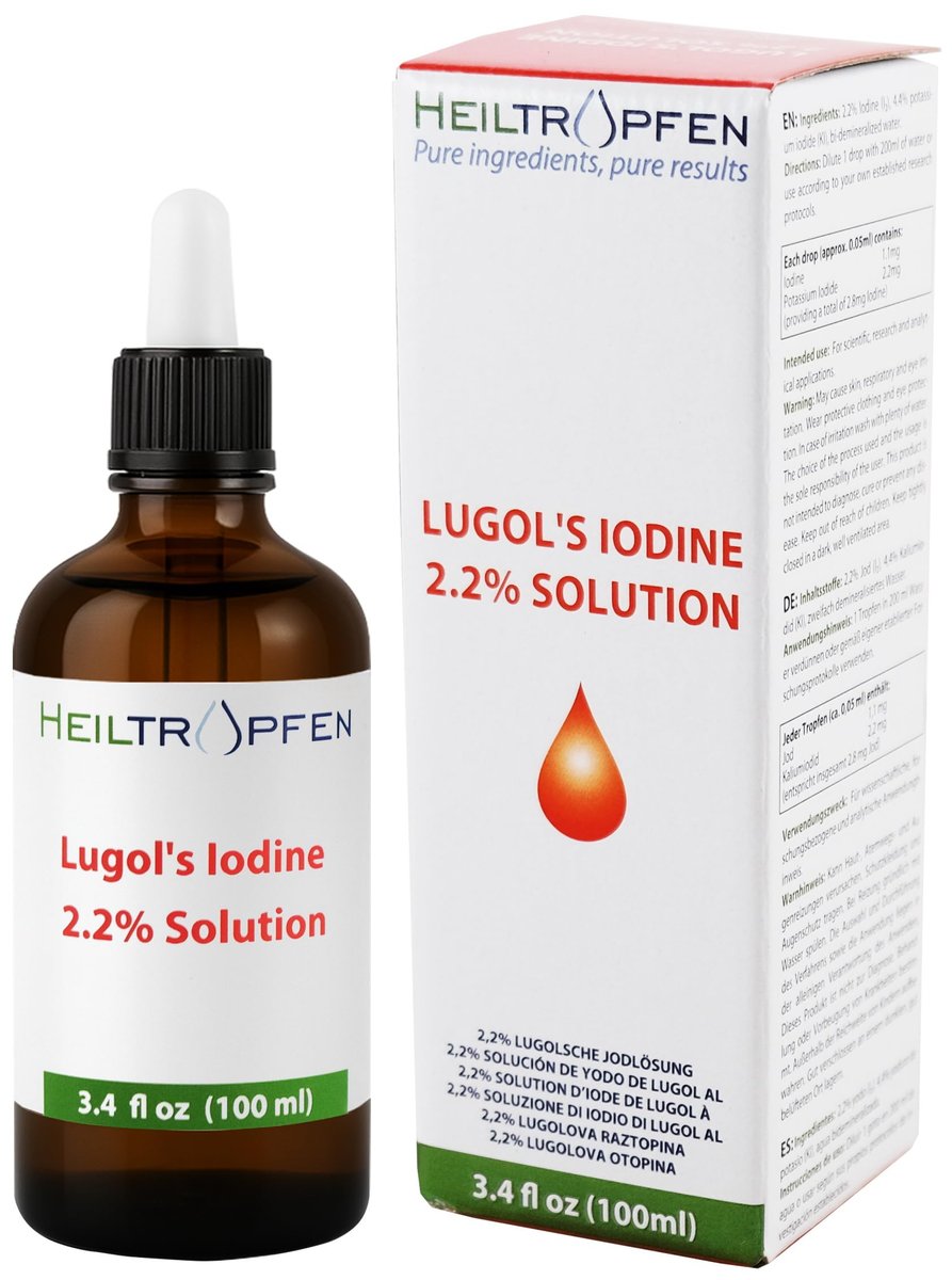 2,2% Lugolsche Jodlösung 100 ml | Pharmazeutische Qualität | Jod und Kaliumiodid | Heiltropfen®