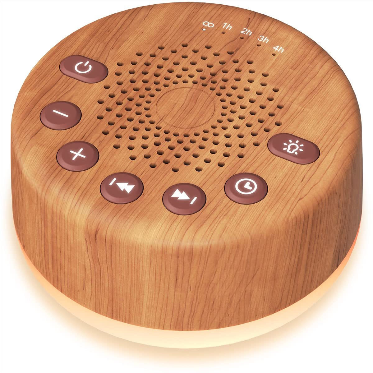 Easysleep Sound Weißes Rauschen Maschine mit 25 beruhigenden Klängen und Nachtlicht, Gedächtnisfunktion, 32 Lautstärkestufen und 5 Schlaf-Timer, betrieben über AC oder USB für Schlaf und Entspannung (Holz)