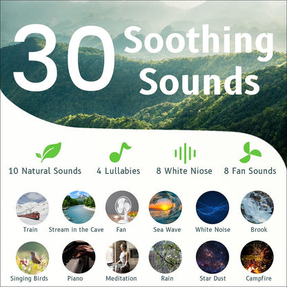Easysleep Sound Weißes Rauschen Maschine mit 25 beruhigenden Klängen und Nachtlicht, Gedächtnisfunktion, 32 Lautstärkestufen und 5 Schlaf-Timer, betrieben über AC oder USB für Schlaf und Entspannung (Holz)