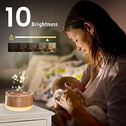 Easysleep Sound Weißes Rauschen Maschine mit 25 beruhigenden Klängen und Nachtlicht, Gedächtnisfunktion, 32 Lautstärkestufen und 5 Schlaf-Timer, betrieben über AC oder USB für Schlaf und Entspannung (Holz)