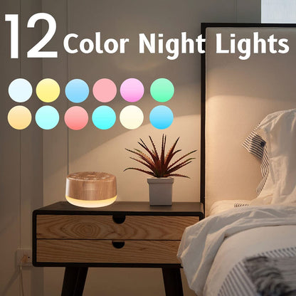 Easysleep Sound Weißes Rauschen Maschine mit 25 beruhigenden Klängen und Nachtlicht, Gedächtnisfunktion, 32 Lautstärkestufen und 5 Schlaf-Timer, betrieben über AC oder USB für Schlaf und Entspannung (Holz)