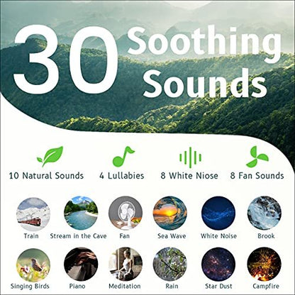 Easysleep Sound Weißes Rauschen Maschine mit 25 beruhigenden Klängen und Nachtlicht, Gedächtnisfunktion, 32 Lautstärkestufen und 5 Schlaf-Timer, betrieben über AC oder USB für Schlaf und Entspannung (Holz)