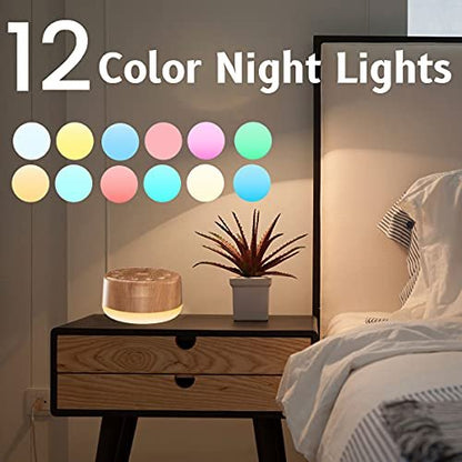 Easysleep Sound Weißes Rauschen Maschine mit 25 beruhigenden Klängen und Nachtlicht, Gedächtnisfunktion, 32 Lautstärkestufen und 5 Schlaf-Timer, betrieben über AC oder USB für Schlaf und Entspannung (Holz)