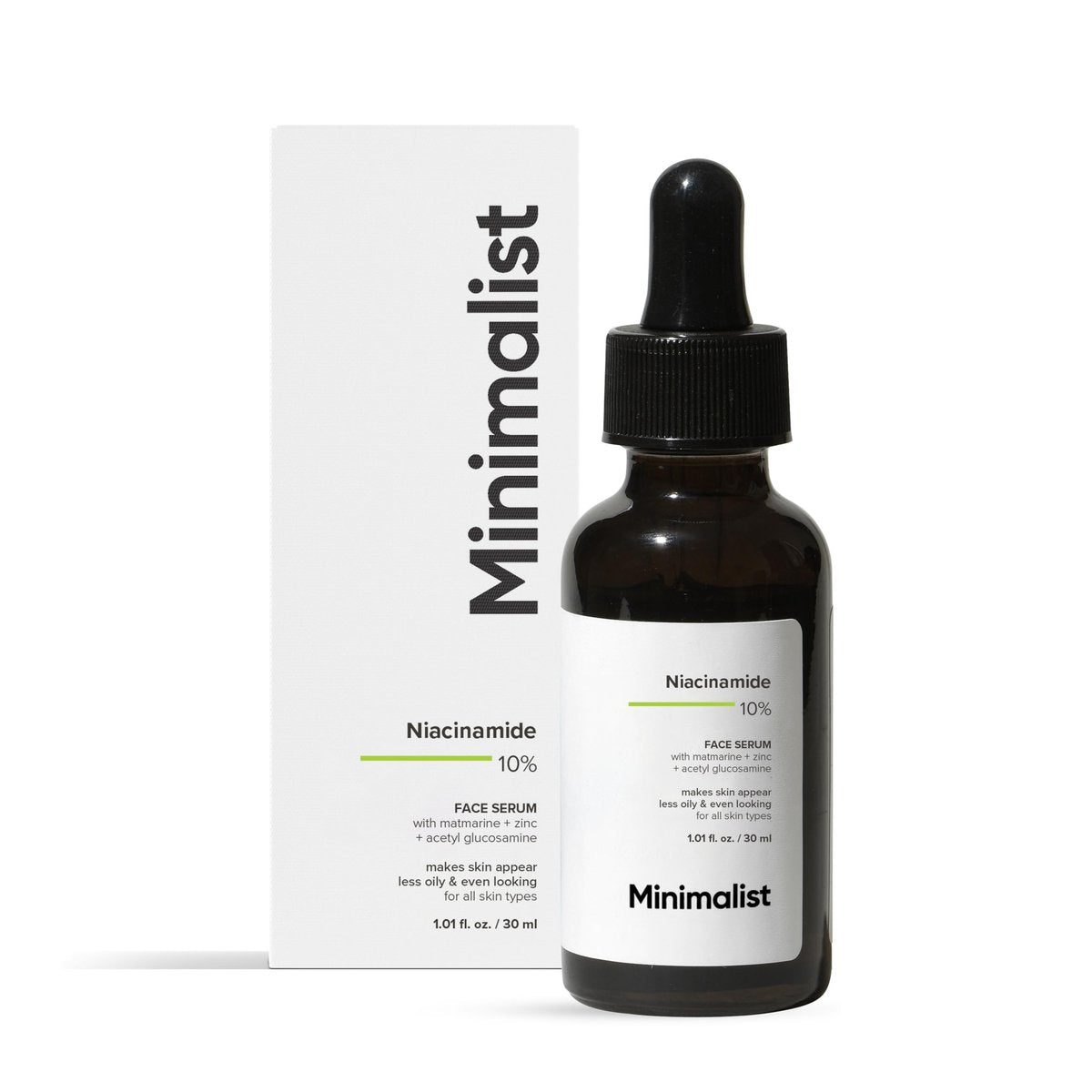 Minimalist Niacinamid 10% + 1% Zink Gesichtsserum | Reduziert Poren, Aknemale & Öl | Reduziert Unreinheiten für einen ebenmäßigen Hautton | Für Frauen & Männer | 30 ml
