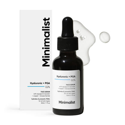 Minimalist Hyaluronsäure + PGA 2% Gesichtsserum für mehrdimensionale Feuchtigkeit, Hautglow & weniger feine Linien | Für prallere & glattere Haut | Für Frauen & Männer | Für alle Hauttypen | 30 ml (1 Fl Oz)