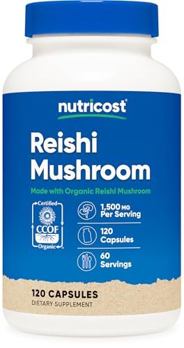 Nutricost Reishi Pilzkapseln 1500mg, 60 Portionen - CCOF-zertifiziert aus Bio-Reishi-Pilz, vegetarisch, glutenfrei, 750mg pro Kapsel, 120 Kapseln