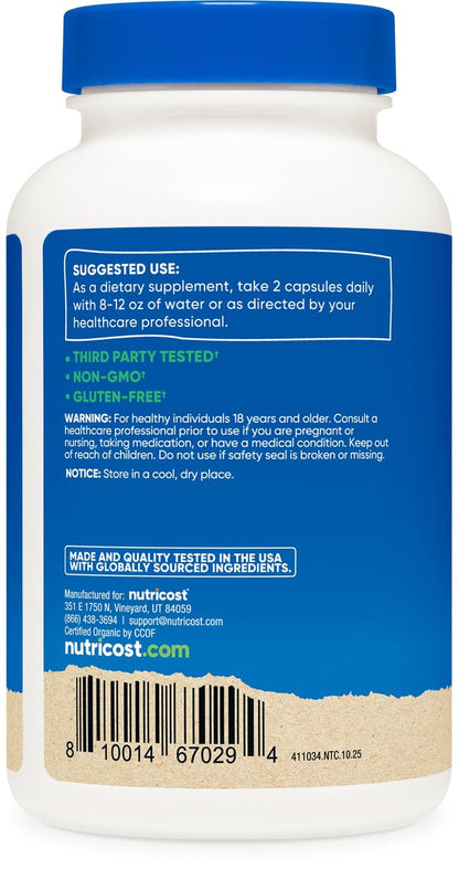 Nutricost Reishi Pilzkapseln 1500mg, 60 Portionen - CCOF-zertifiziert aus Bio-Reishi-Pilz, vegetarisch, glutenfrei, 750mg pro Kapsel, 120 Kapseln