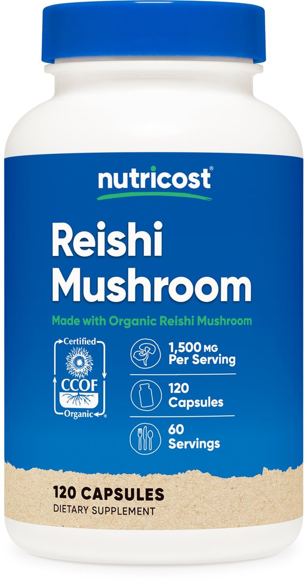 Nutricost Reishi Pilzkapseln 1500mg, 60 Portionen - CCOF-zertifiziert aus Bio-Reishi-Pilz, vegetarisch, glutenfrei, 750mg pro Kapsel, 120 Kapseln