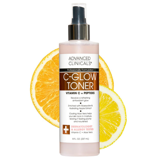 Advanced Clinicals Vitamin C Glow Facial Mist Toner mit Rosenwasser, Ferulinsäure & Peptiden – Antioxidantien-Gesichtsspray für sofortige Feuchtigkeit, 237 ml