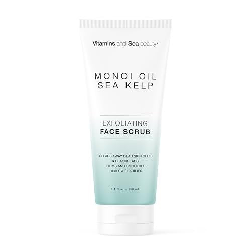 Peeling-Gesichtspeeling mit Monoi-Öl & Seetang – Klärendes & straffendes Gesichtspeeling mit natürlichem Bimsstein – Vegan, parabenfrei, 150 ml