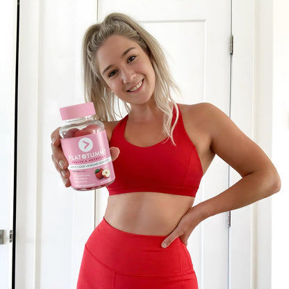 Flat Tummy Apfelessig Gummibärchen, 60 Stück – ACV Gummis, Entgiftung, Unterstützung der Darmgesundheit – Vegan-freundlich, Nicht-GVO – Rote Bete und Granatapfel Superfood Pulver, Vitamine B6, B9 & B12