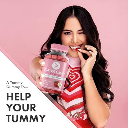 Flat Tummy Apfelessig Gummibärchen, 60 Stück – ACV Gummis, Entgiftung, Unterstützung der Darmgesundheit – Vegan-freundlich, Nicht-GVO – Rote Bete und Granatapfel Superfood Pulver, Vitamine B6, B9 & B12
