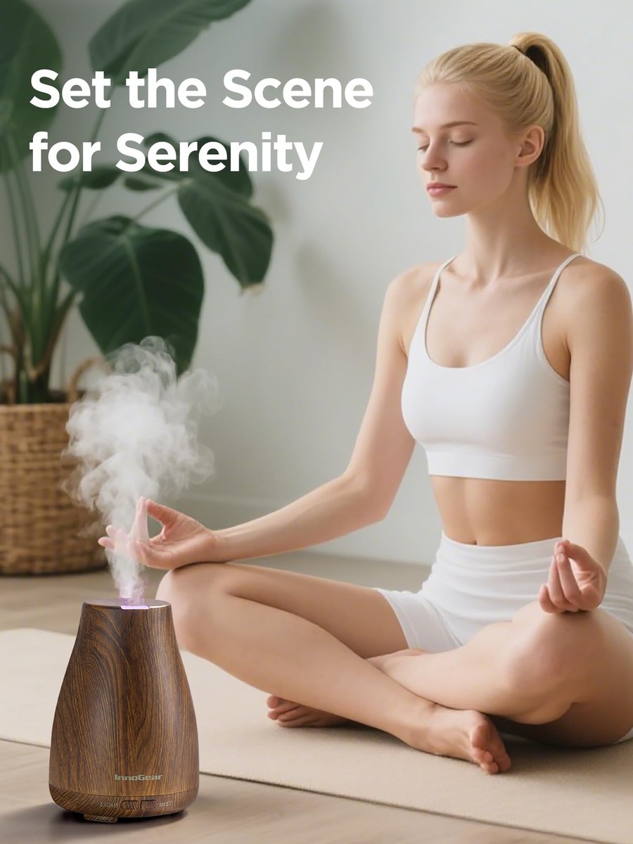 InnoGear Aroma-Diffuser – Ultraschall-Diffuser für Aromatherapie, 7 Farben LED, 2 Nebelmodi, Auto-Abschaltung, Bronze