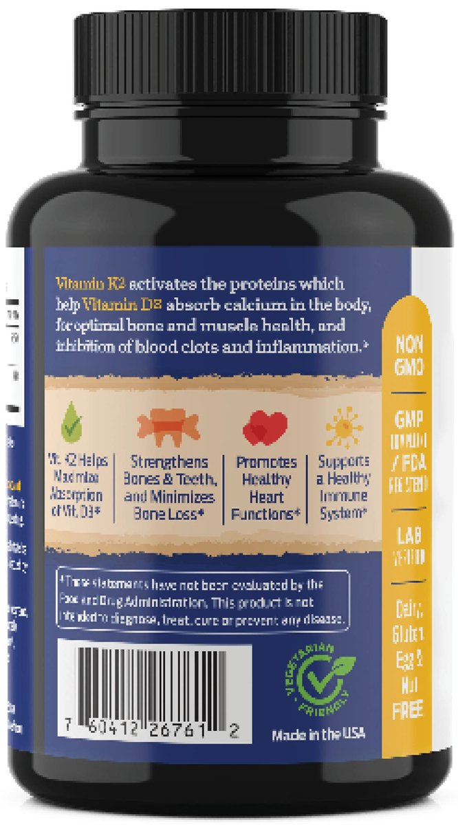 ForestLeaf Vitamin D3 + K2 (MK7) mit MenaQ7 – 5000 IE Vitamin D3 & K2 für Knochenstärke, Herzgesundheit & Immunsystem – 60 vegane Kapseln