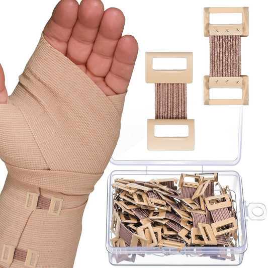 50 Stück elastische Bandagen-Clips mit dehnbaren Metallklammern – Kompressionsbandagen sicher befestigen, inklusive Aufbewahrungsbox – Ideal für Verbände und Wundversorgung nach Operationen